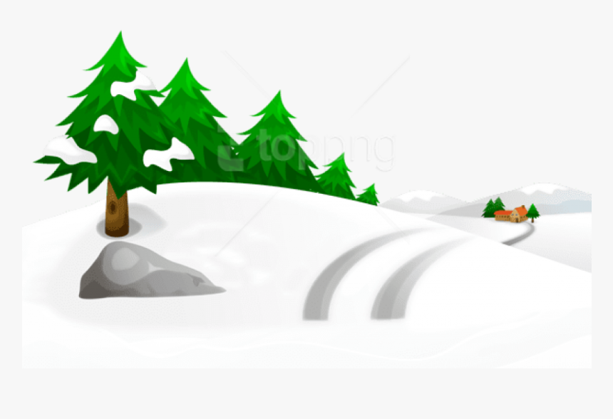 Free Png Snowy Winter Ground With Trees And House Png - Snow Christmas Tree Transparent Clipart, Png Download