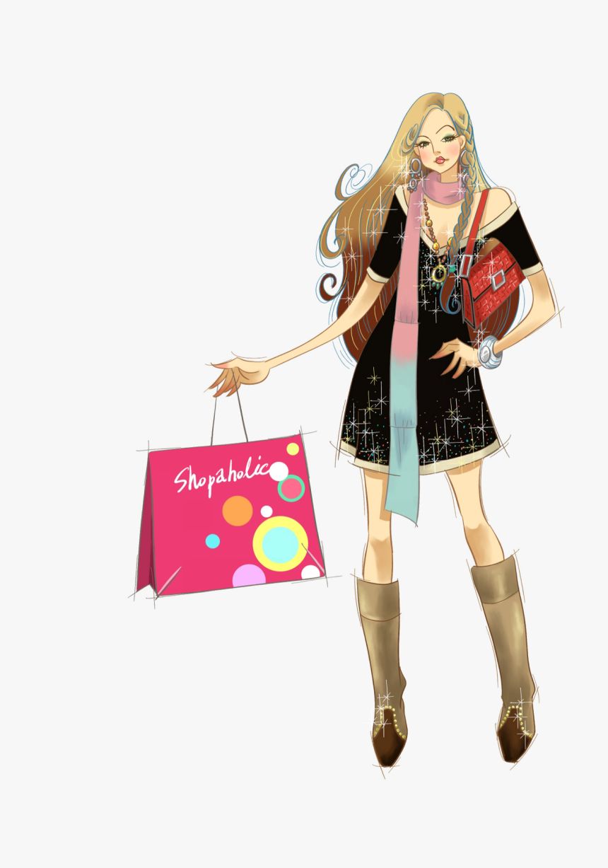 Fashion Vector Png - Shopping Girl, Transparent Png