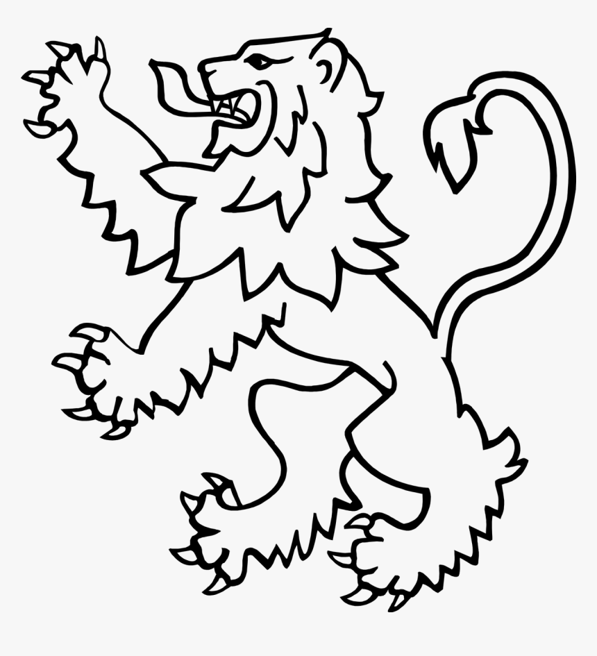 Rampant Lion Line Drawing, HD Png Download , Transparent Png Image ...
