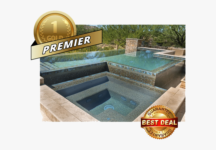 Swimming Pool With Best Deal Guarantee Logo, Premier - Infinity Hot Tub Into Pool, HD Png Download