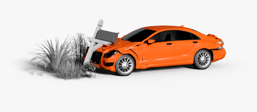 Orange Sedan Has Hit A Mailbox, The Front Of The Car - Root Insurance Car Hits Mailbox, HD Png Download