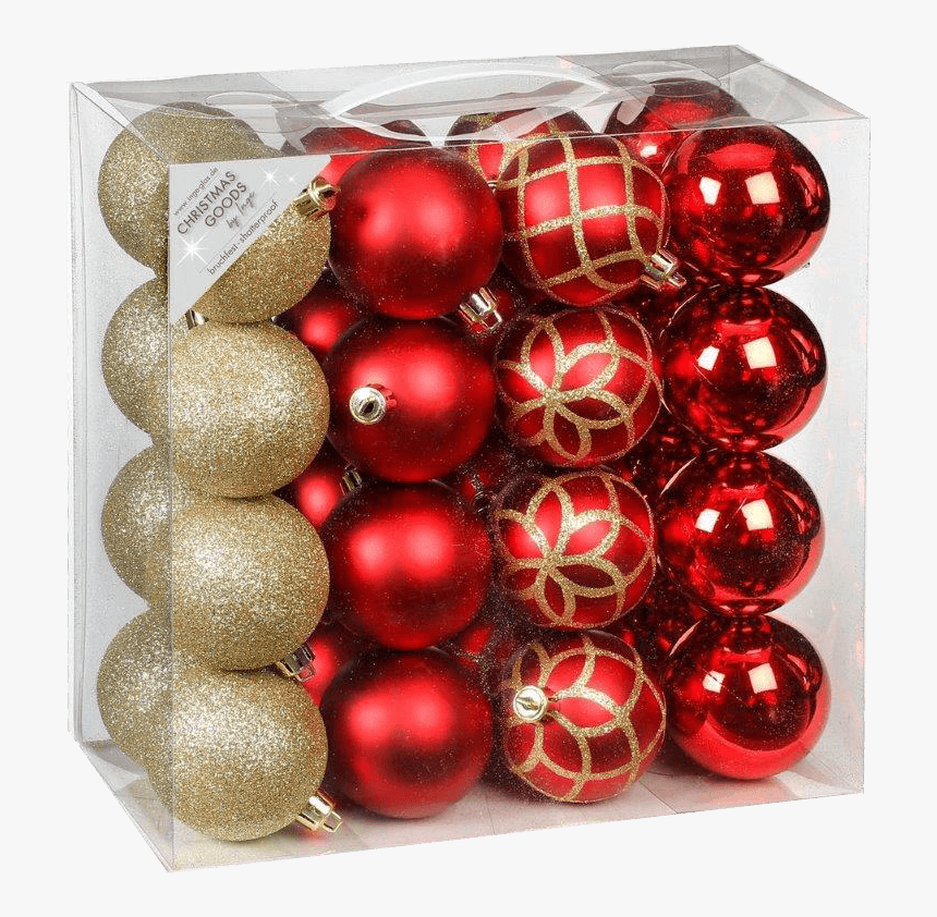 Christmas Bauble Set Made Of Plastic 32 Pieces Red/ - Christmas Ornament, HD Png Download