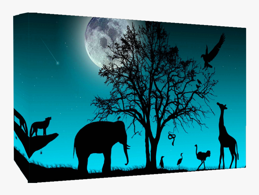 Duck Egg Blue Animals Silhouette - Moon And Animals Silhouette, HD Png Download