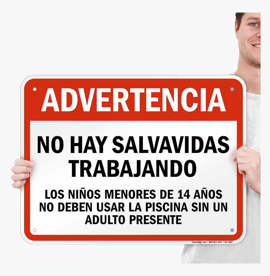 Spanish No Lifeguard On Duty Sign - Sign, HD Png Download