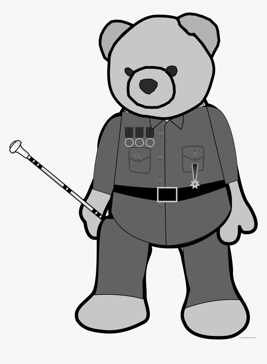 High Quality Bear Animal Free Black White Clipart Images - Osito Militar Caricatura, HD Png Download