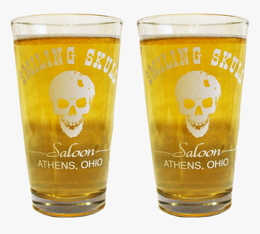 Set Of 2 Smiling Skull Pint Glasses - Beer Glass, HD Png Download