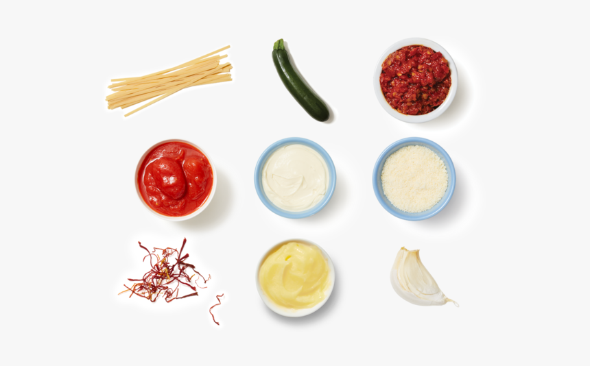 Fettuccine & Saffron-tomato Sauce With Zucchini & Romano - Meat, HD Png Download