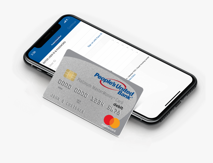 People S United Bank Platinum Personal Debit Card Leaning - Checking People's United Bank Card, HD Png Download