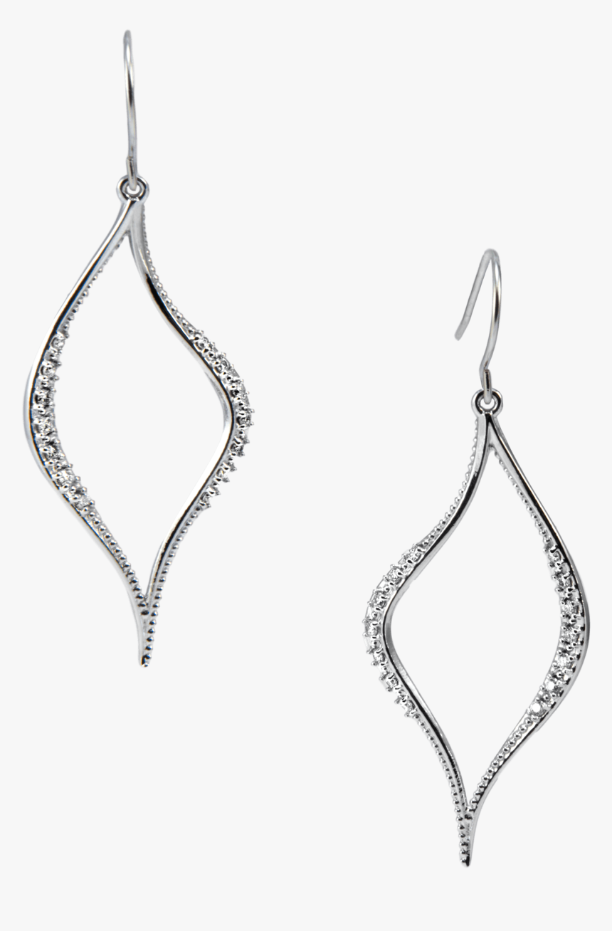 14k White Gold And Diamond Open Shape Earrings - Earrings, HD Png Download