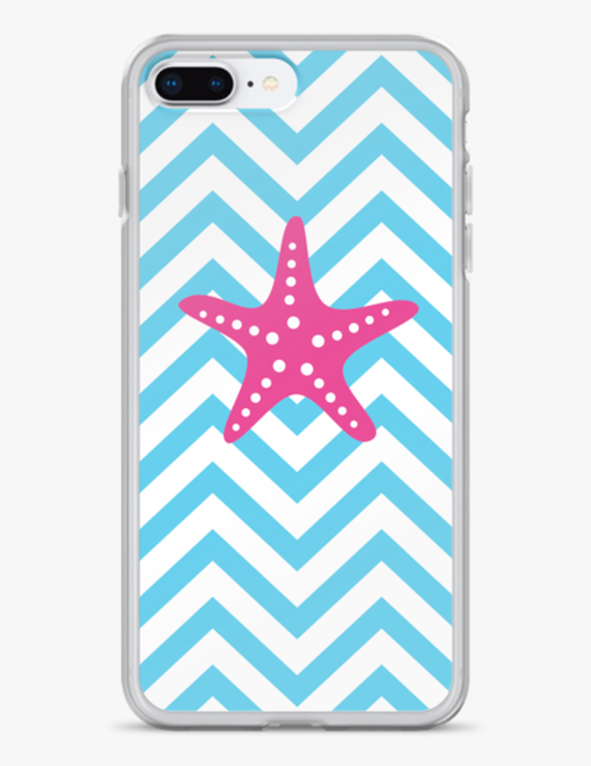 Hot Pink Starfish On Blue Chevron Iphone Case - Carpet, HD Png Download