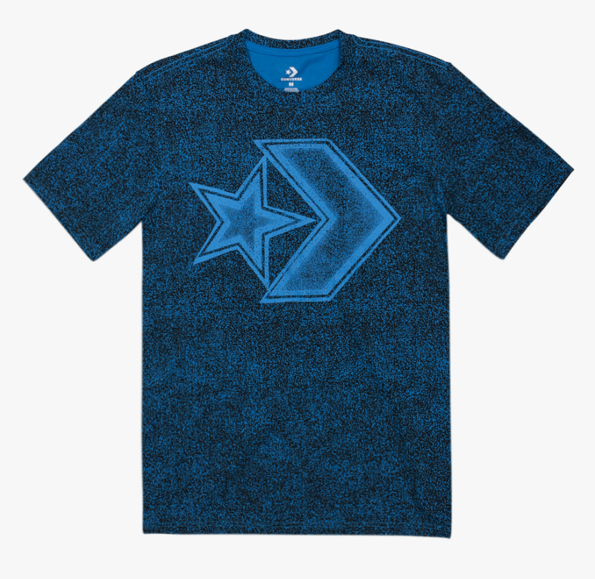 Men Converse Distressed Star Chevron T Shirt Blue Hero - Active Shirt, HD Png Download