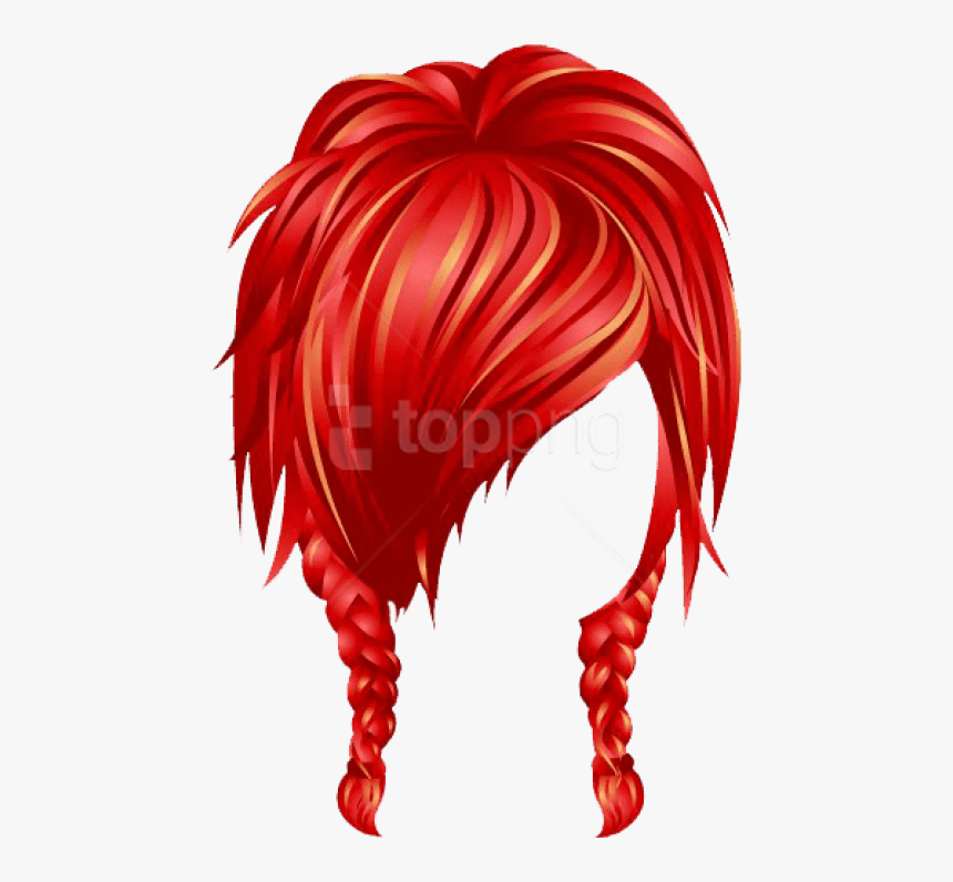 Free Png High School Spiky Pigtails Red Png Images - Red Wig Clip Art, Transparent Png