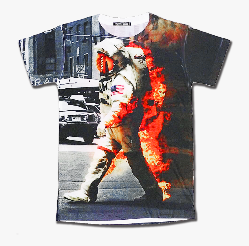 Png T Shirt Printing - Astronaut On Fire, Transparent Png