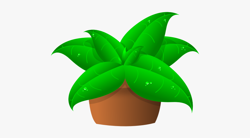 Vector Drawing Of Large Green Leaves Plant In Pot - Clip Art For Plants, HD Png Download