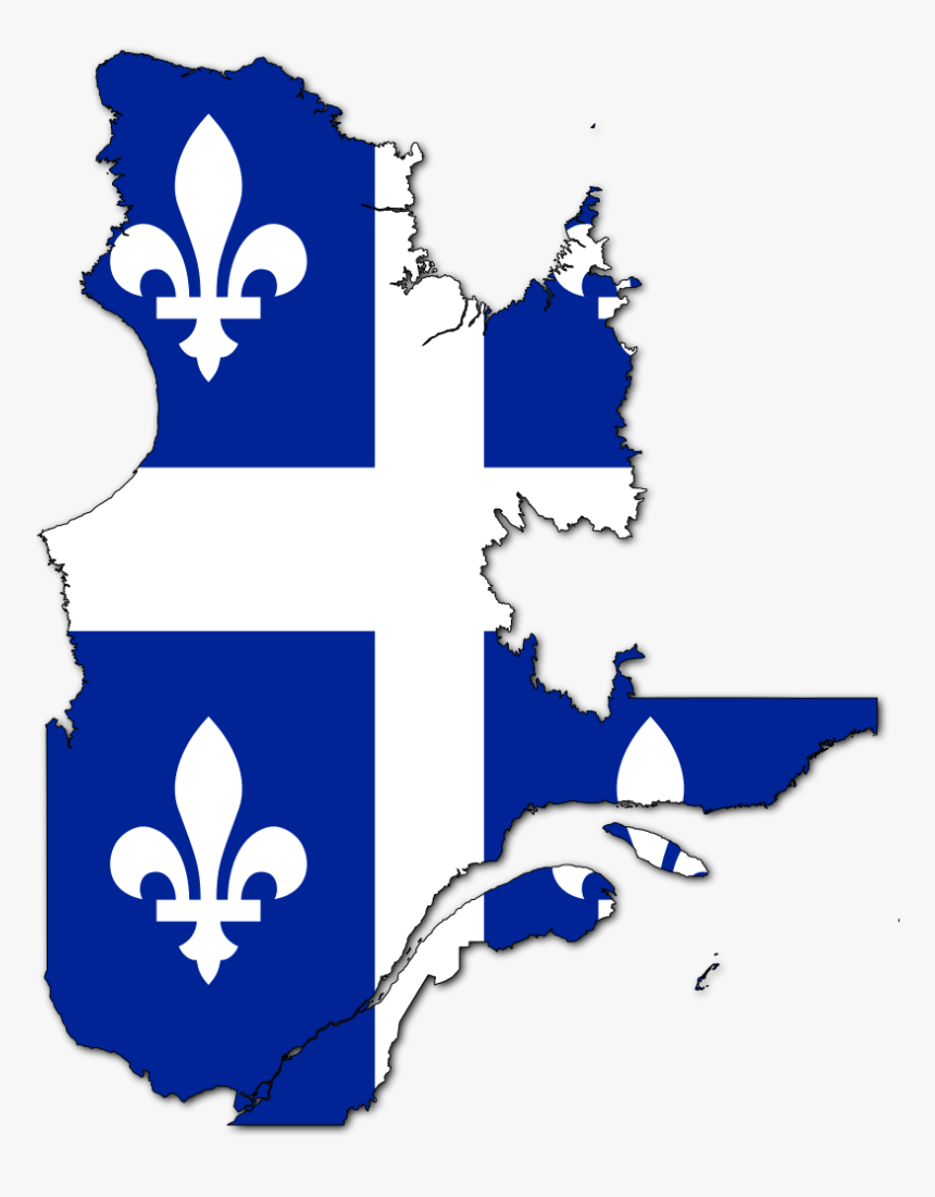 Flag-map Of Quebec - Quebec Flag Map, HD Png Download
