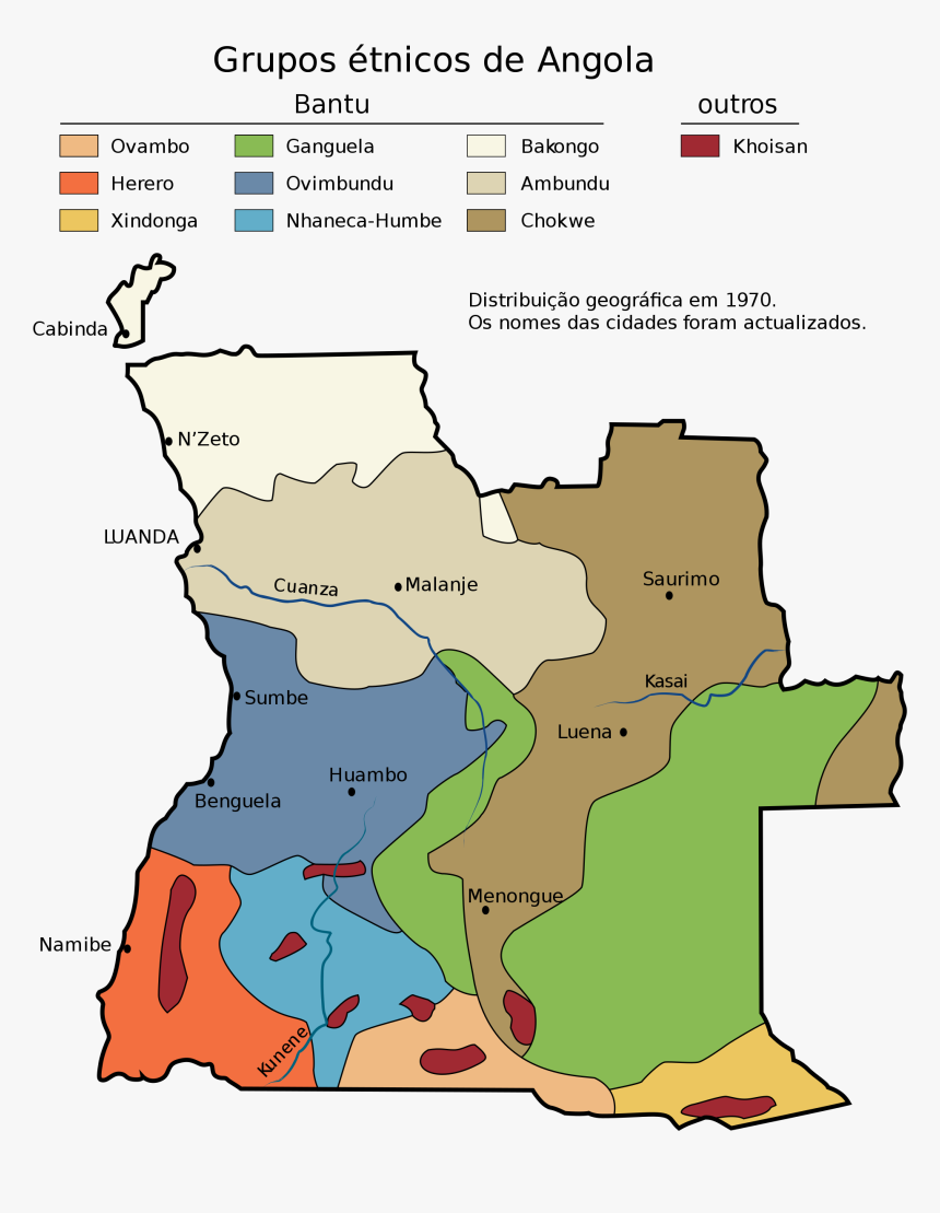 Ethnic Map Of Angola, HD Png Download