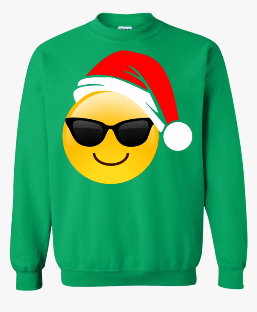 Emoji Christmas Shirt Cool Sunglasses Santa Hat Family, HD Png Download