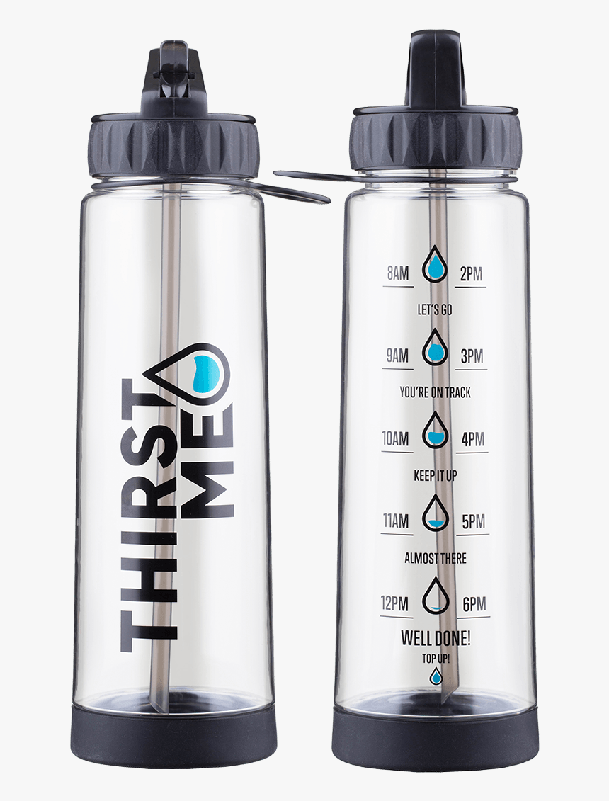 Black Thirstme Water Tracker Bottle, HD Png Download