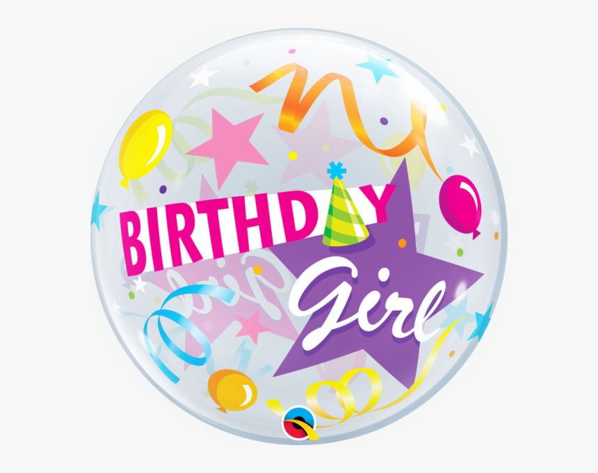 Birthday Girl Party Hat Bubble Balloon, HD Png Download