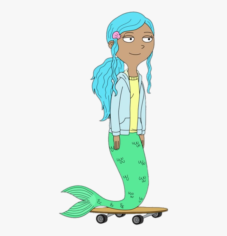 Wishfart Character Tsuni The Mermaid On Skateboard, HD Png Download
