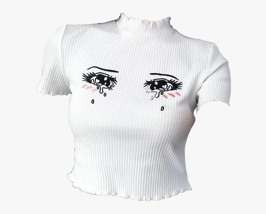 #shirt #tshirt #anime #eyes #cry #crying #manga #white, HD Png Download