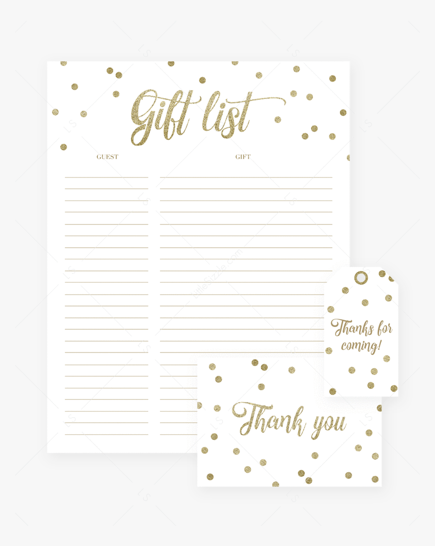 Gold Confetti Gift List, Cards And Labels Printable, HD Png Download