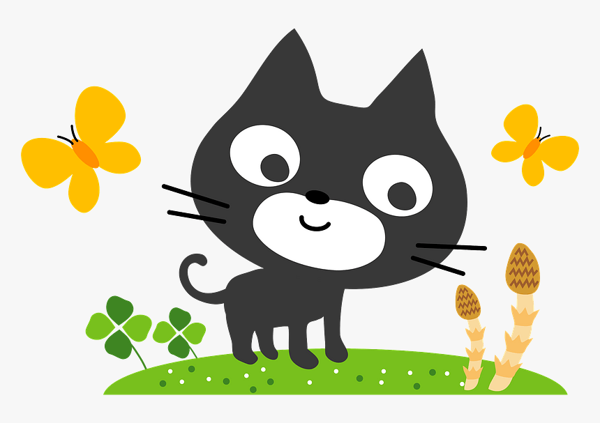 Black Cat Spring Clipart, HD Png Download