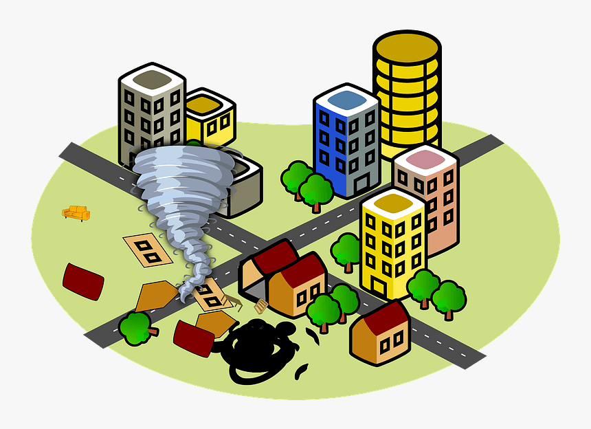 City With A Tornado Clipart, HD Png Download
