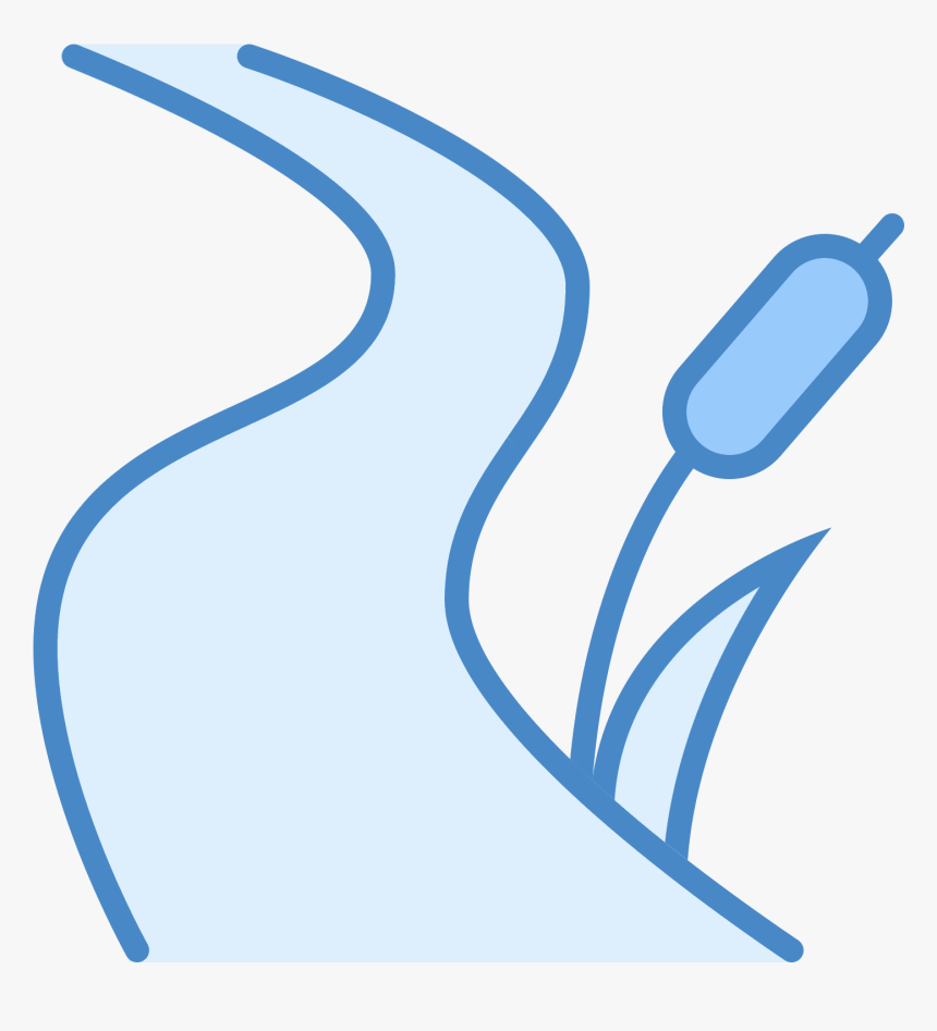 A Winding Creek Next To A Tuft Of Tall Grass And A, HD Png Download