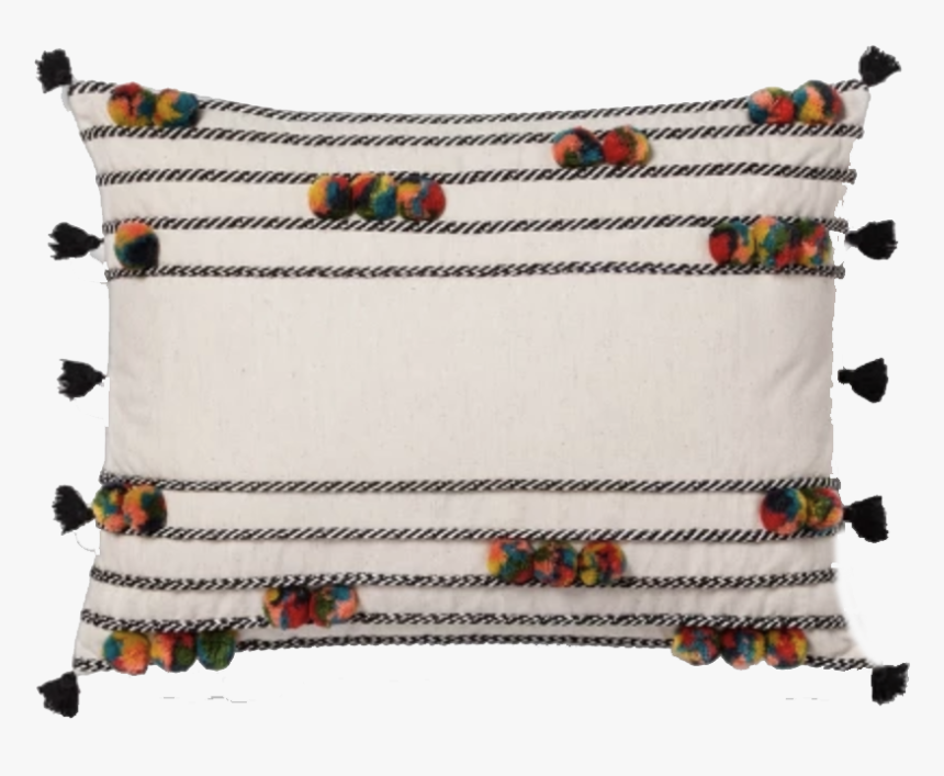 Boho With Colored Poms Pillow, HD Png Download