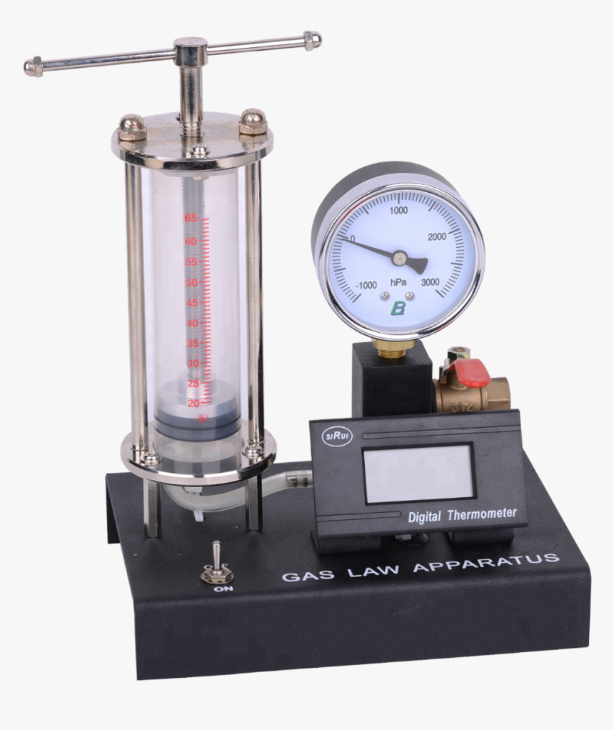 Boyle S Law Apparatus With Pressure Guage And Thermometer, HD Png Download