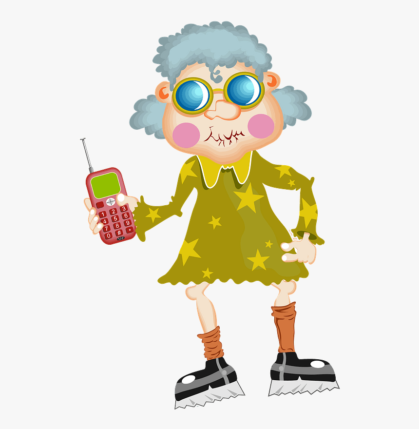 Cool Grandma With A Cellphone Clipart, HD Png Download