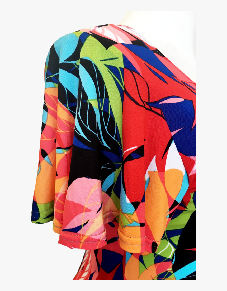 Flutter Sleeve Fit And Flare Dress In Tropical Red, HD Png Download