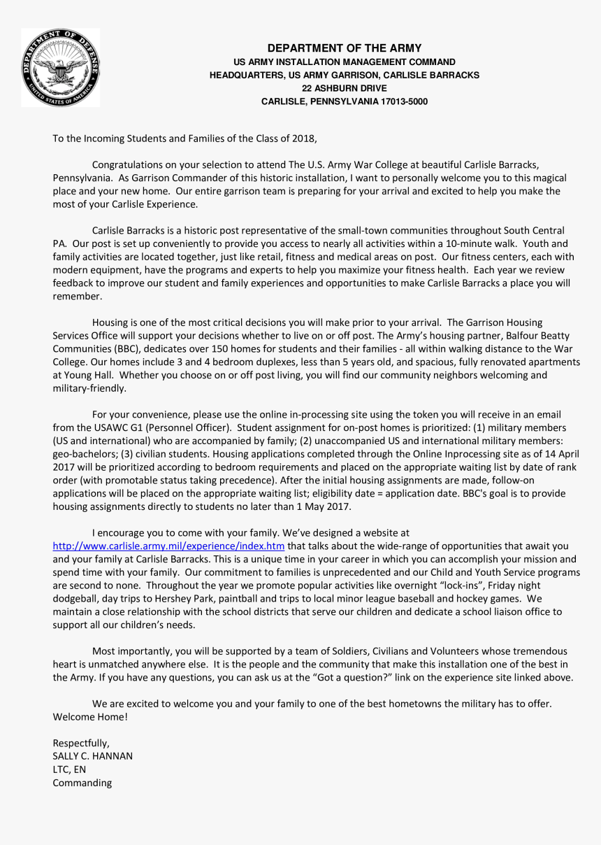 Class 2018 Welcome Letter Main Image, HD Png Download