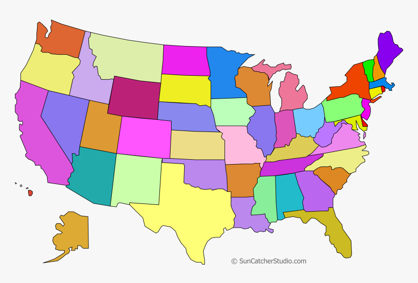 Colored Blank Us Map , Png Download, Transparent Png