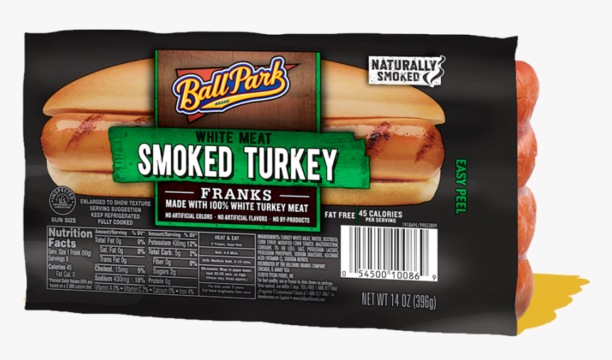 Ball Park Smoked White Turkey Franks - Ball Park Turkey Hot Dogs, HD Png Download