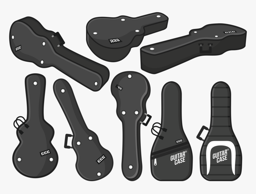 Hand Drawn Guitar Case - Cartoon Of Guitar Case, HD Png Download