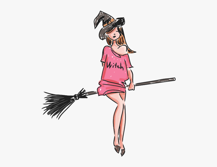 Preciosa Mujer Brujilla Montada En Su Escoba - Clip Art Cute People, HD Png Download