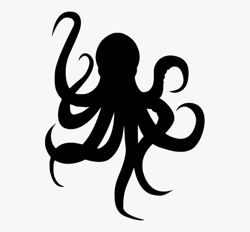 Silhueta, Polvo Gráfico De Vetor, Tentáculos De Polvo - Transparent Octopus Silhouette, HD Png Download