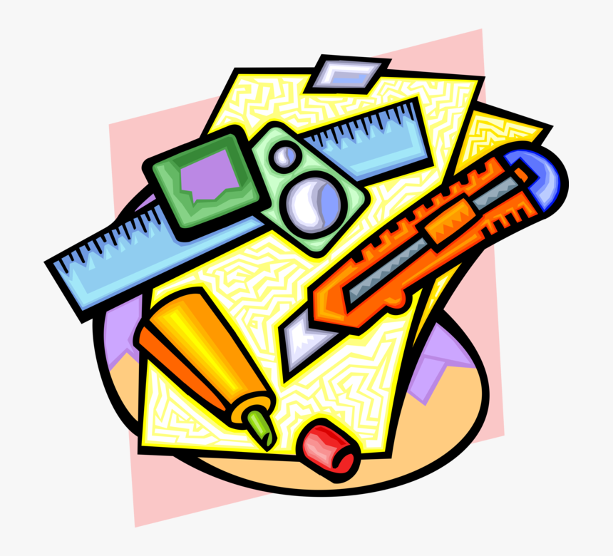 Vector Illustration Of Office Documents With Measuring - Knutsel Plaatjes, HD Png Download