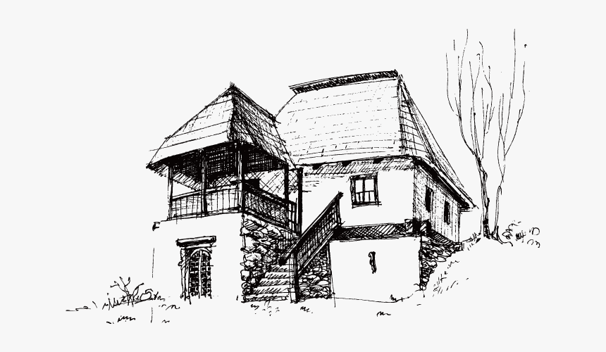 House Drawing Sketch - Buildings Sketch, HD Png Download