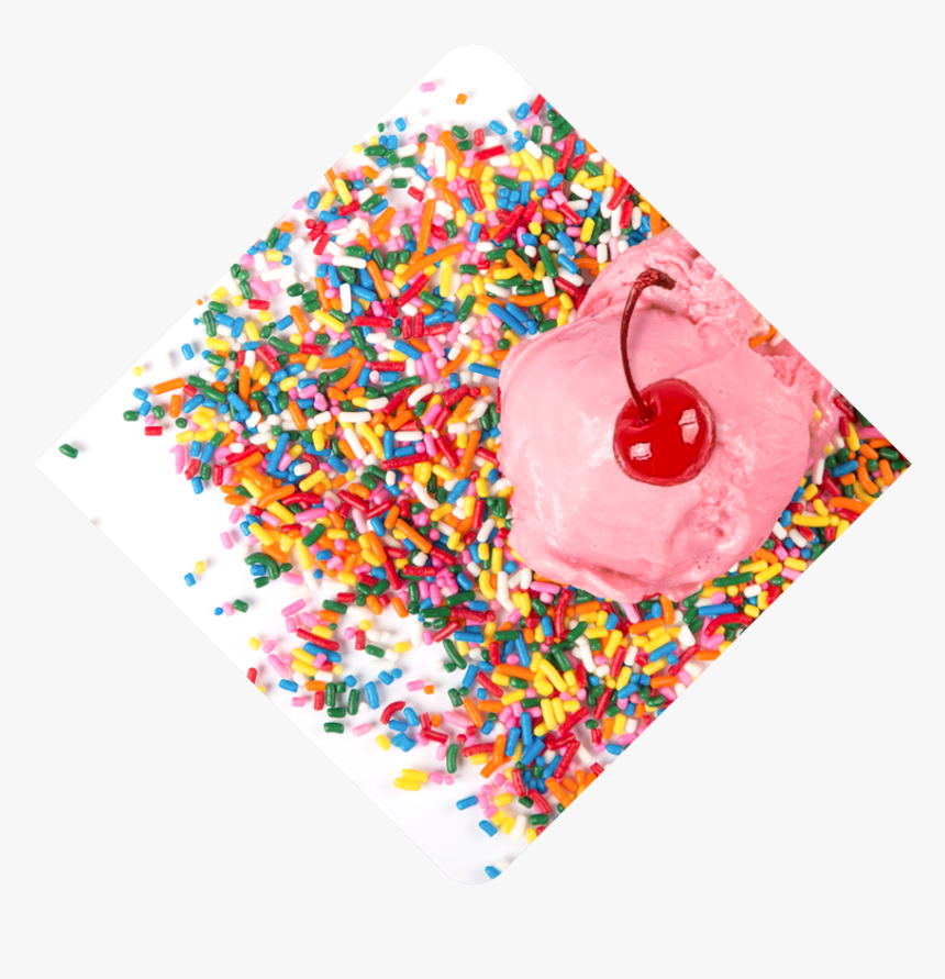 A Scoop Of Bright Pink Ice Cream Melts Into Candy Sprinkles, HD Png Download