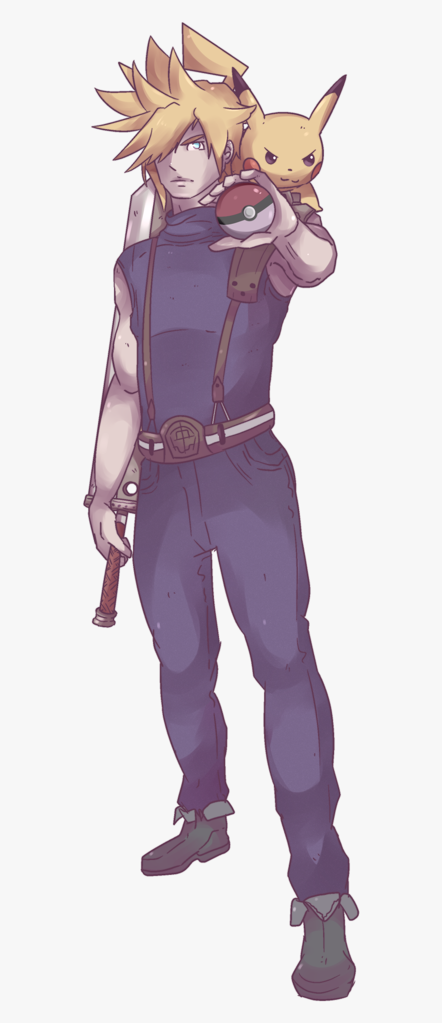 Final Fantasy X Pokémon Cloud Strife & Pikachu Commission, HD Png Download