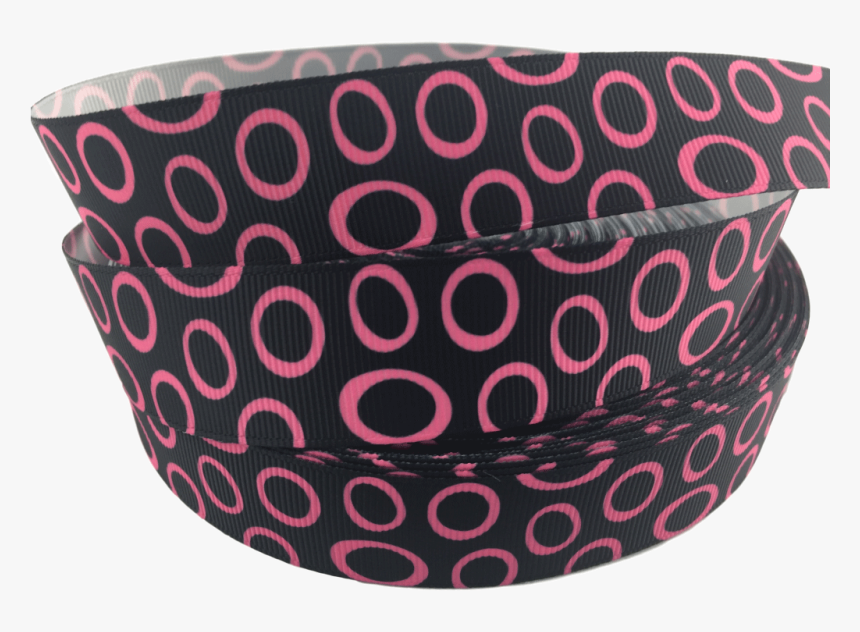 Ribbons [tag] Black Ribbon With Hot Pink Rings Grosgrain, HD Png Download
