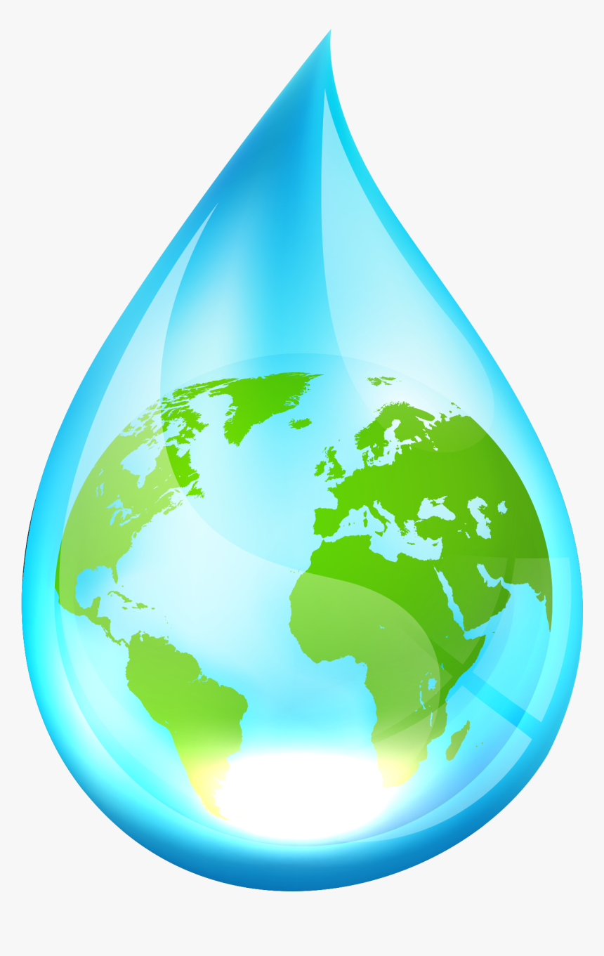 Water Droplet With World , Png Download, Transparent Png