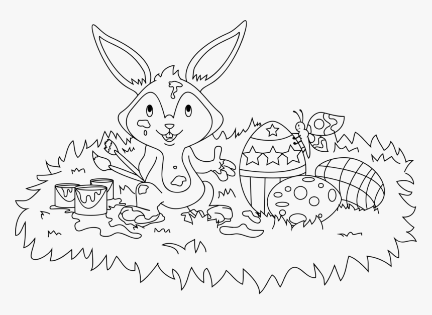 Domestic Rabbit Easter Bunny Hare Coloring Book, HD Png Download