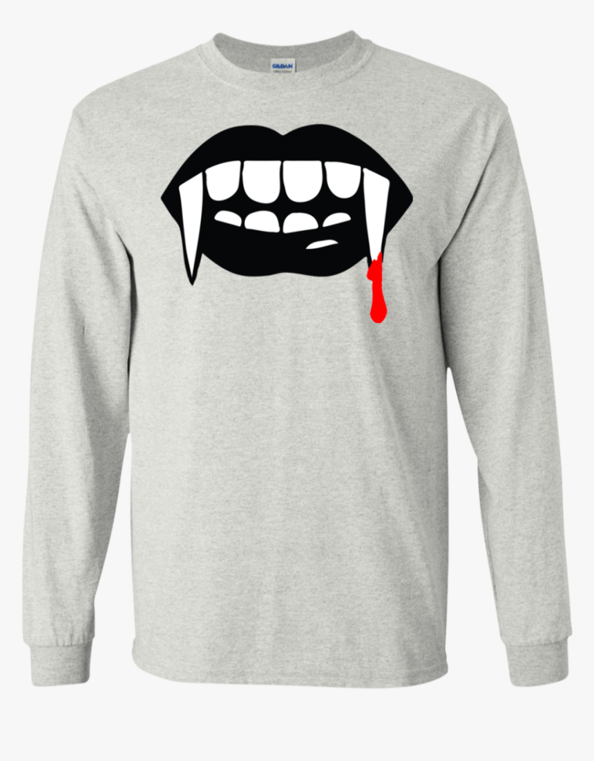 Black Vampire Fangs Halloween Ls T Shirt, HD Png Download