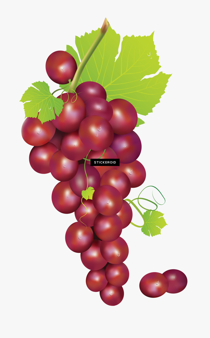 Red Grape With Leaves, HD Png Download