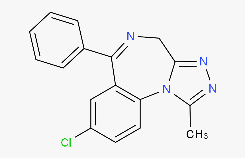 Alprazolam 分子结构 Cas 28981 97 7), HD Png Download
