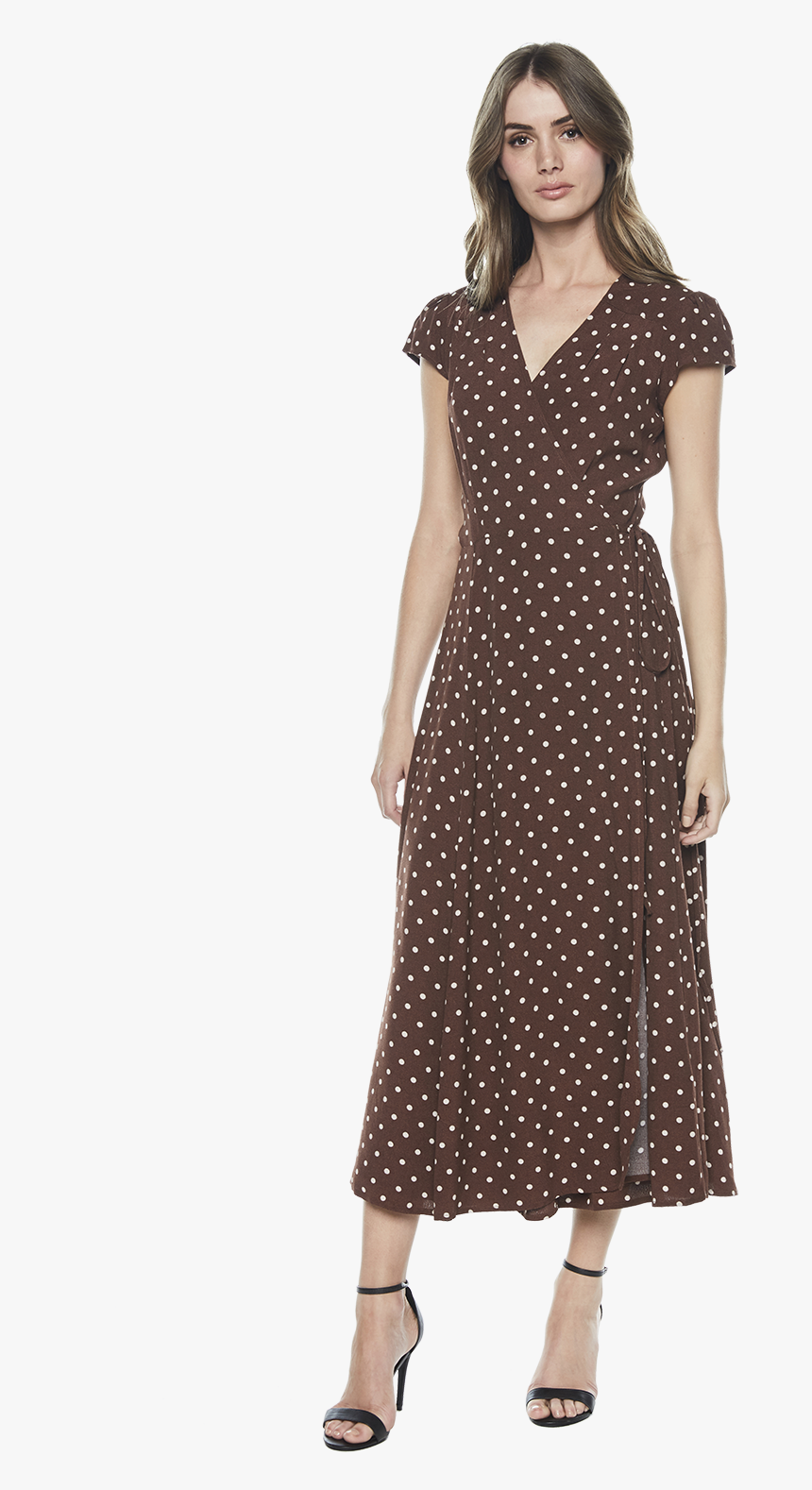 Polka-dot Wrap Dress In Colour Brunette, HD Png Download